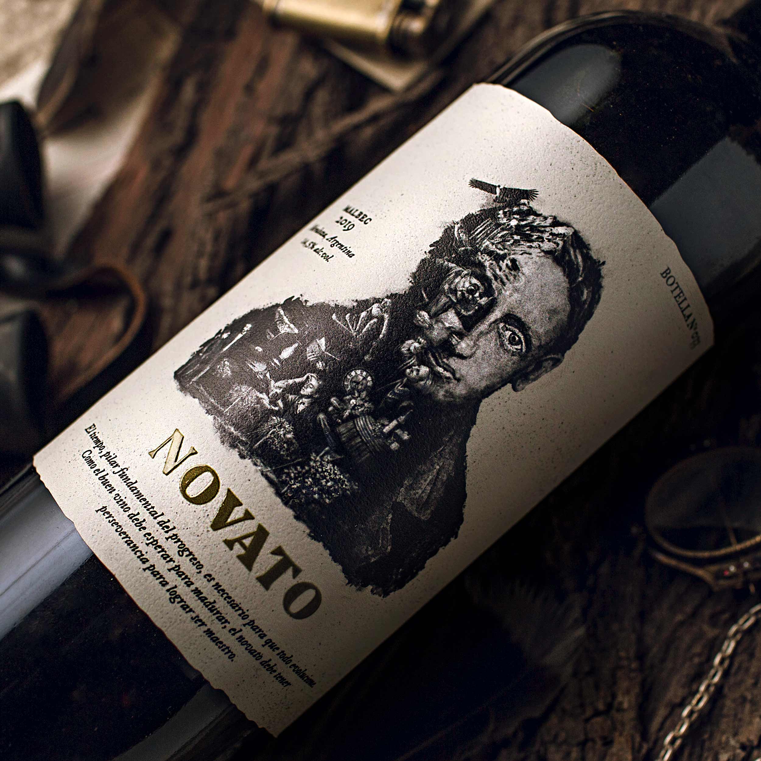 wine label design for Novato wines illustration Mendoza Argentina Face Dreams